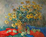 Продажа картин без посредников, напрямую от художника Юлии Жуковой, современный реализм, живопись, натюрморт - Желтые ромашки и зеленые груши